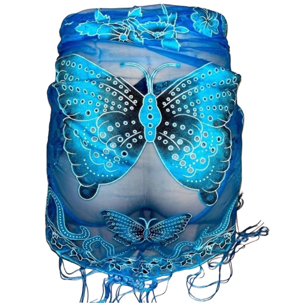 Butterfly Ouvert Panty w Sarong Cover up / Scarf & Pasties